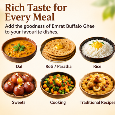 Emrat Special Bilona Buffalo Ghee 500 ml | Traditional Bilona Method | Rich Aroma & Golden Texture | Pure Buffalo Milk Ghee